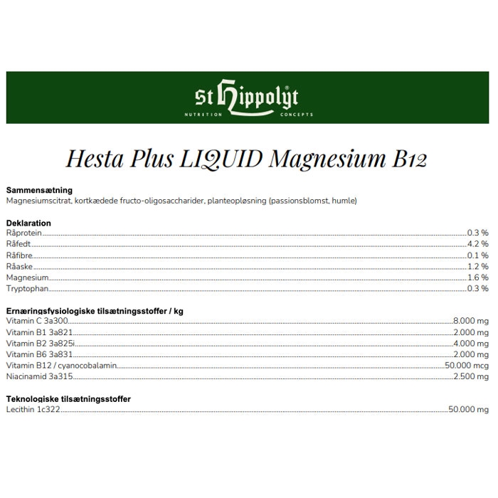 St. Hippolyt HestaPlus Magnesium B12 LIQUID, 1 liter