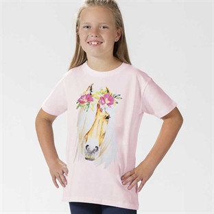 HKM junior t-Shirt "Flower Horse Rose" - lyserød