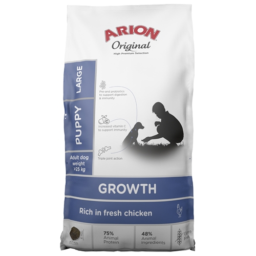 Arion Growth Chicken Large 12 kg - Køb hos Lundemøllen