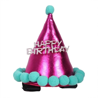Fødselsdagshat til heste - pink/turkis