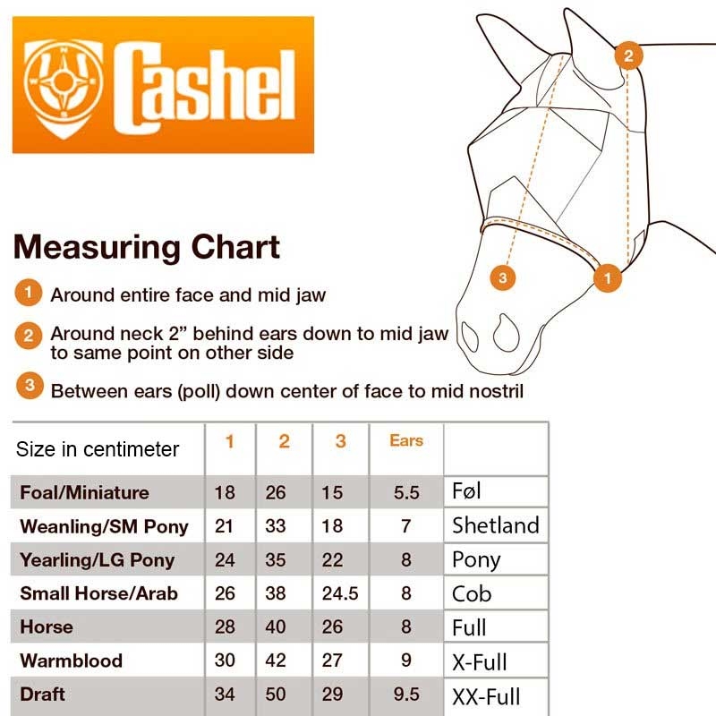 Cashel fluemaske, med ører og mulebeskytter, UV-beskyttelse