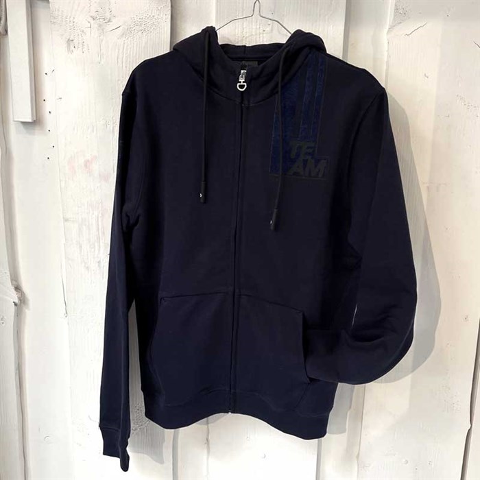 Hoodie fra Cavalleria Toscana med lynlås i navy "Team Daytona"