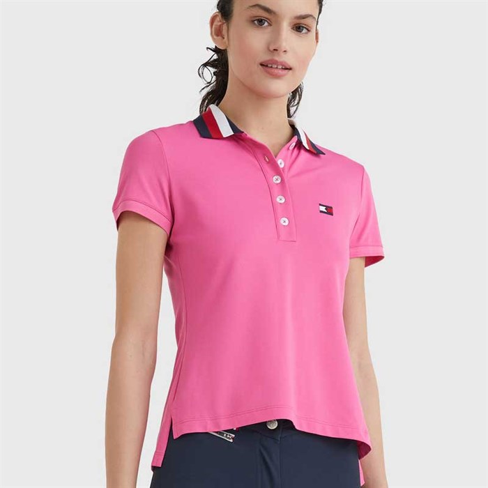 Frofra Tomy hilfiger pink polo på rytter