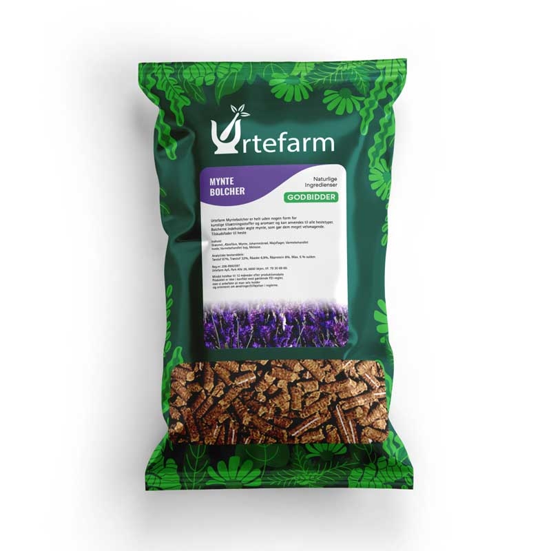 Urtefarm hestebolcher - pebermynte 1kg.